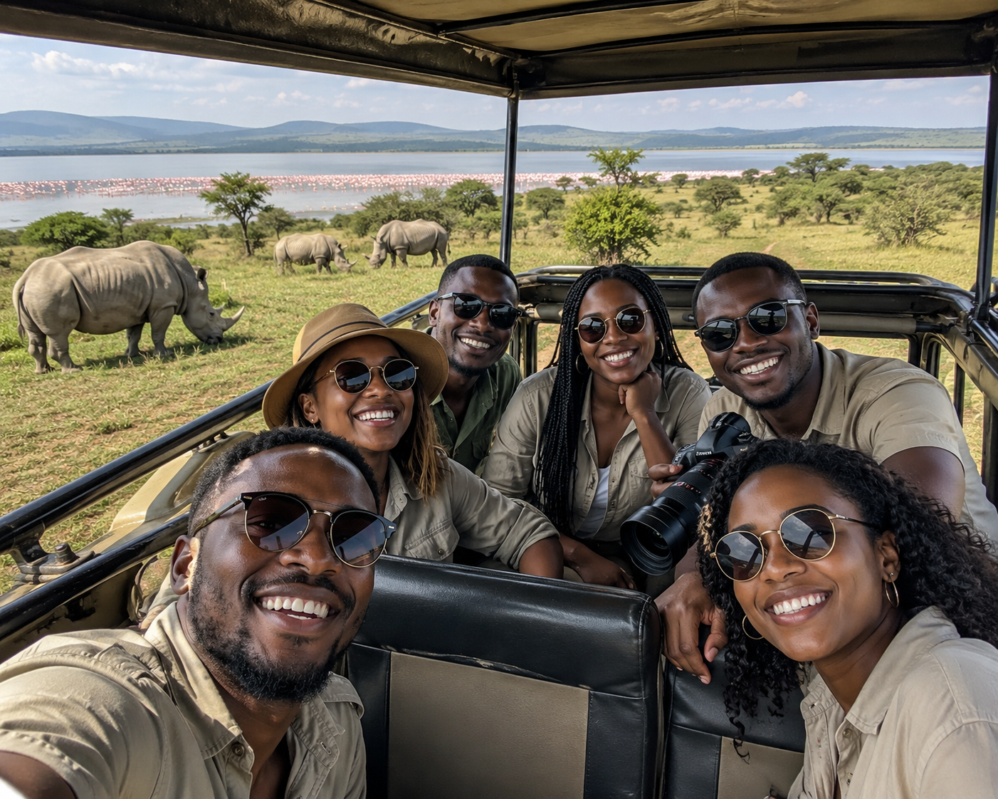 L. Nakuru, Maasai Mara, Amboseli, Tsavo & Diani